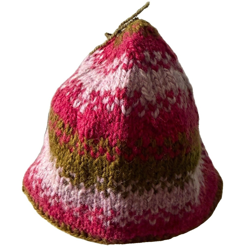 Puma Verde Fair Isle Knit Beanie Hat Pink Brown White Youth Warm Outdoor Boho